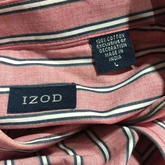 Izod 100% cotton,tailored, chest pocket,pink & blue vertical stripe, button down - Picture 7 of 7